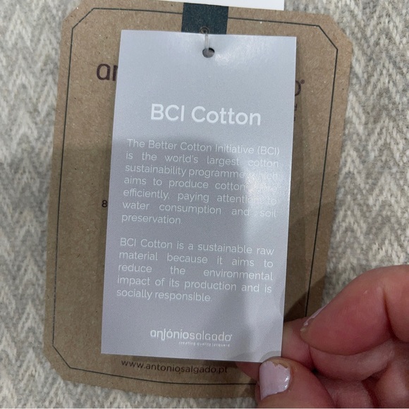 Antonio Salgado Throw Blanket BCI Cotton Blend Herringbone 50x67” Made Portugal - Picture 7 of 11